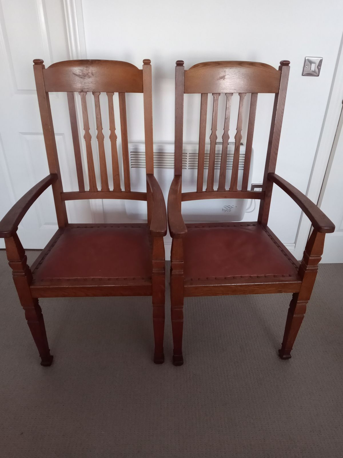 A Pair Of Oak Shapland And Petter Carver Chairs photo furniture