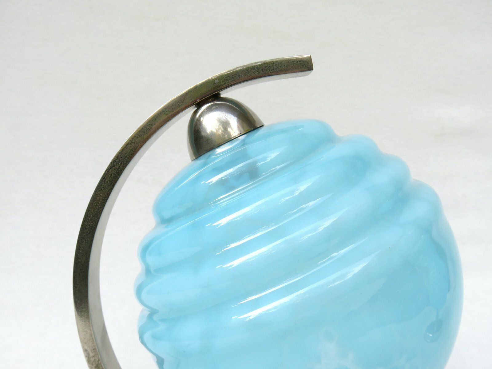 photo for sale French Bedside Lights, Art Deco, Umbrellas Flamed Light Blue, 1920s, Set Of 2