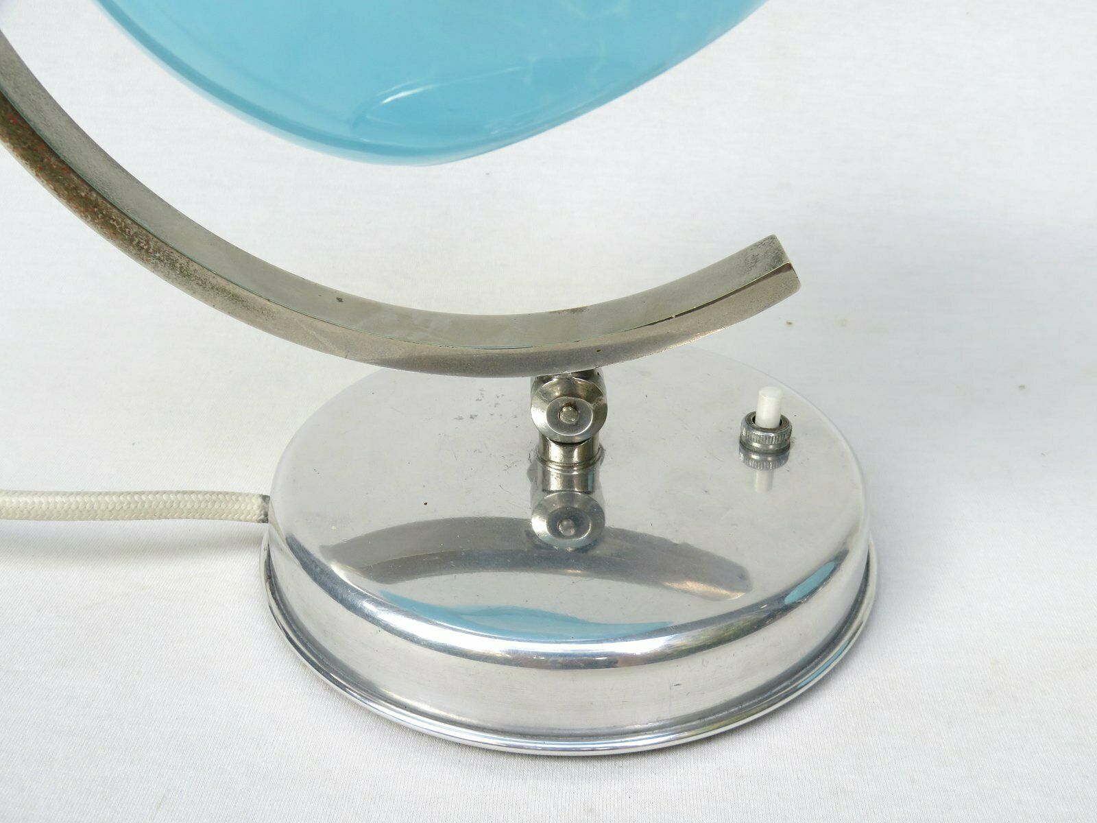 photo vintage French Bedside Lights, Art Deco, Umbrellas Flamed Light Blue, 1920s, Set Of 2