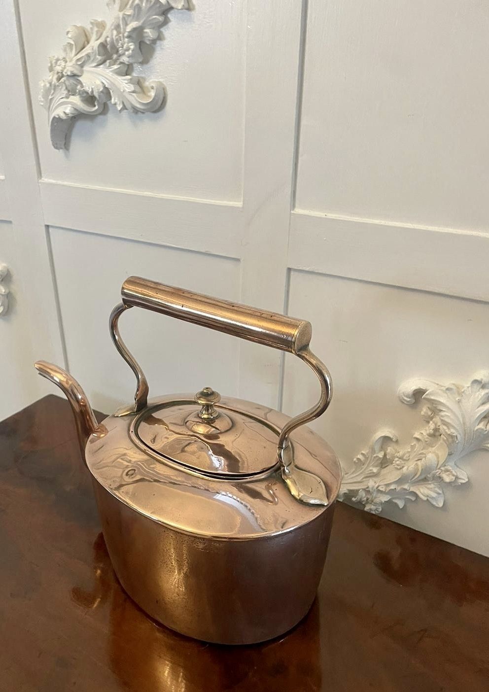 Large Antique George III Quality Oval Shaped Copper Kettle photo vinterior