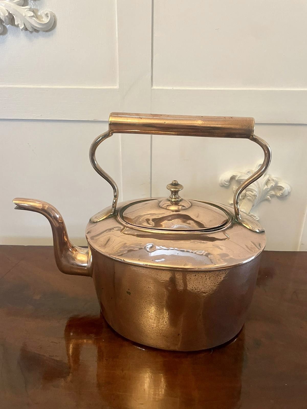 Large Antique George III Quality Oval Shaped Copper Kettle photo furniture