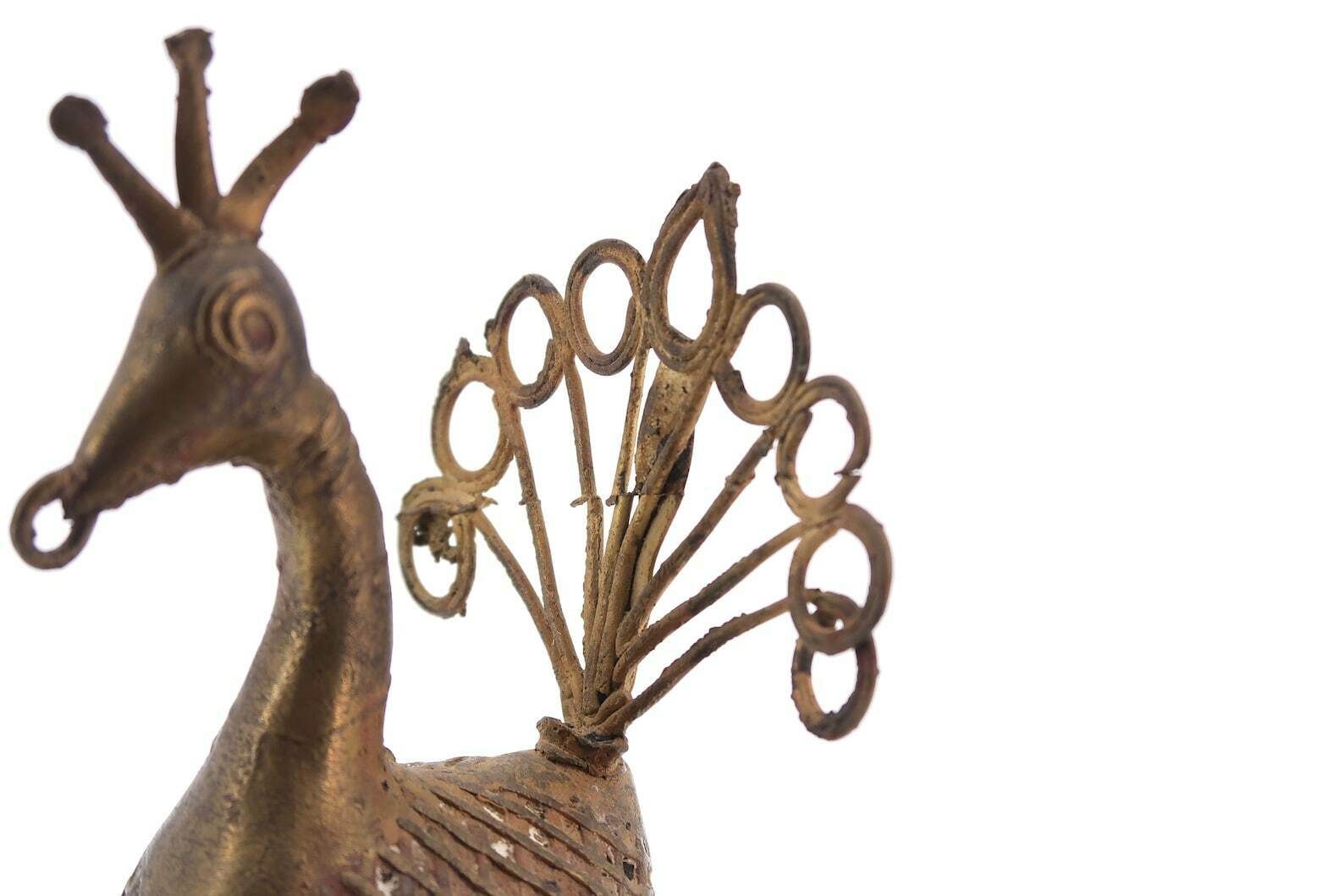 African Brass Bird Sculpture, 1970s / Ethnic Tribal Boho Chic Folk Bohemian Cabinet Of Curiosities photo vintage