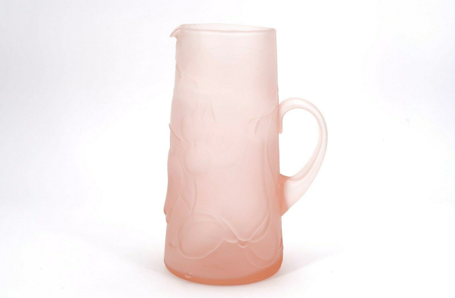 Pale Pink Empoli Glass Pitcher, 1960s / Genie Bottle Decanter, Pastel, Folk, Made In Italy photo furniture