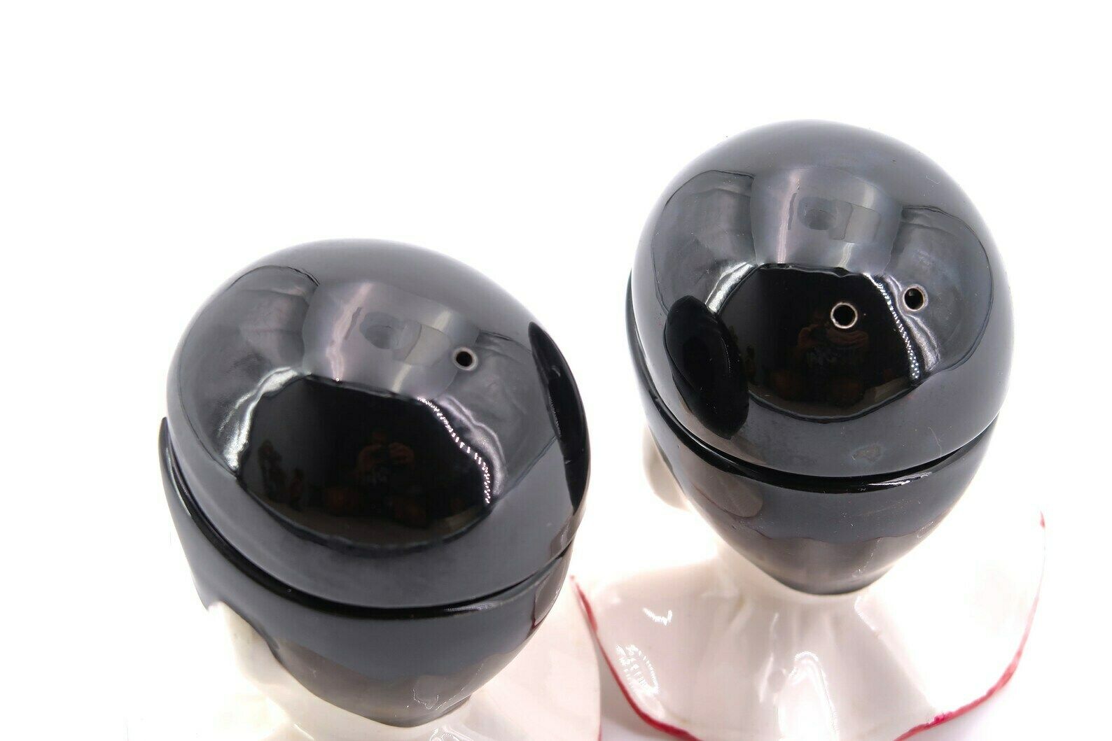 Porcelain Pierrot Head Salt And Pepper Shakers And Condiment Dishes, 1970s / Clown, Circus, White photo Home Decor