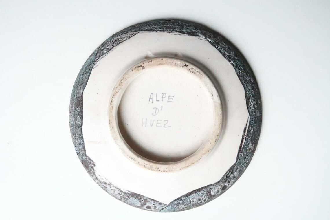 French Ceramic Wall Plate, Fat Lava, 1970s / Alpes D'huez, Cave Decor, Grey, Rustic, Mountain, Chalet photo 57.0