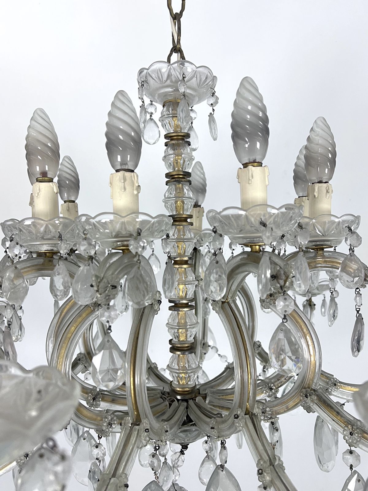 Mid Century Maria Teresa Crystal And Brass Large Chandelier. Italy 1940s photo 3117.4