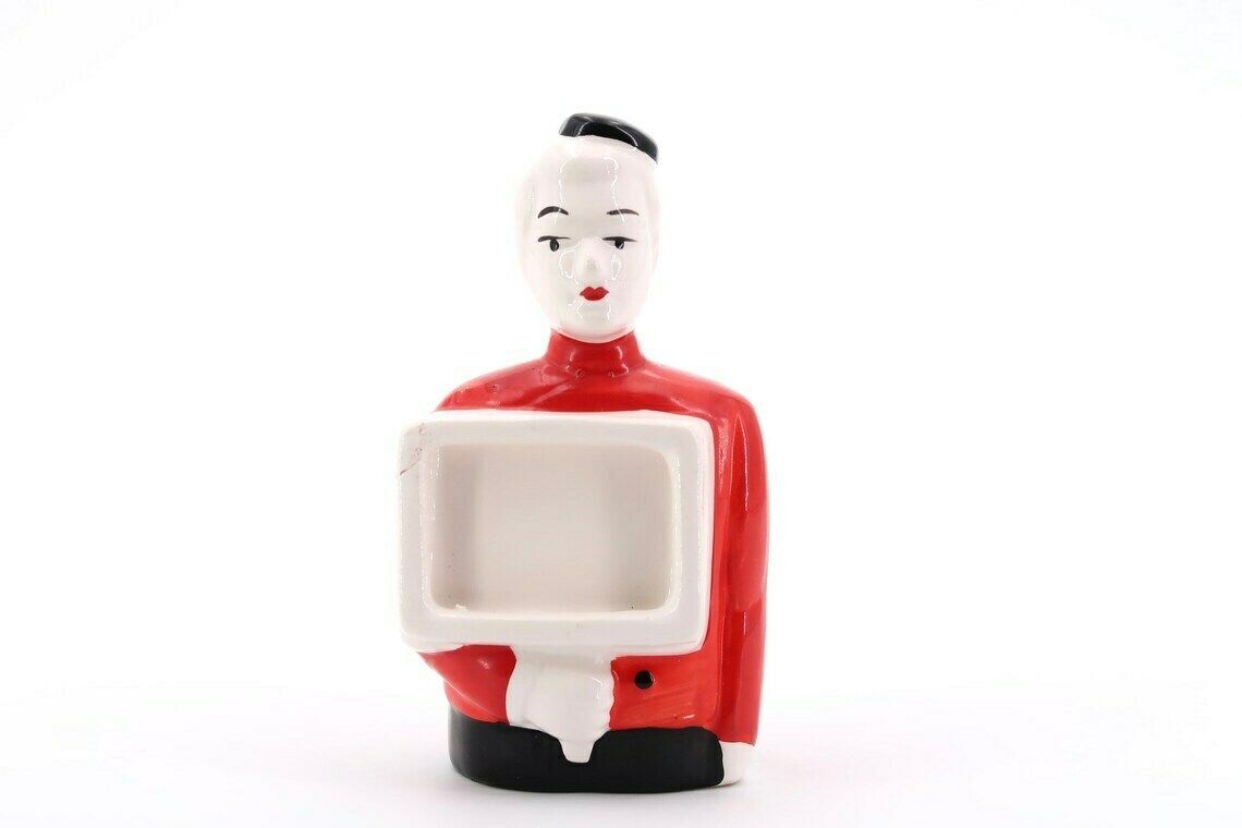Porcelain Groom, Card Holder, 1970s / Table Name, Display, Restaurant, Hotel, Guestroom