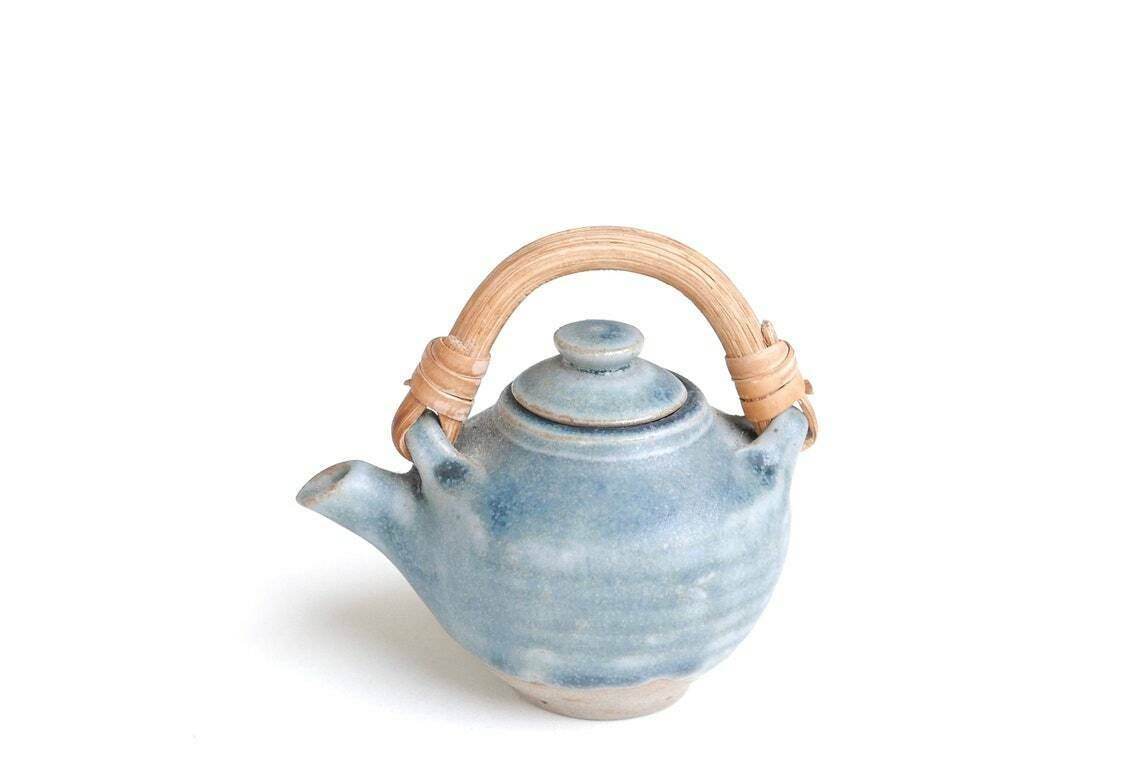 Ceramic Miniature Teapot, 1970s / Blue, Doll, Vintage, Dinette photo furniture