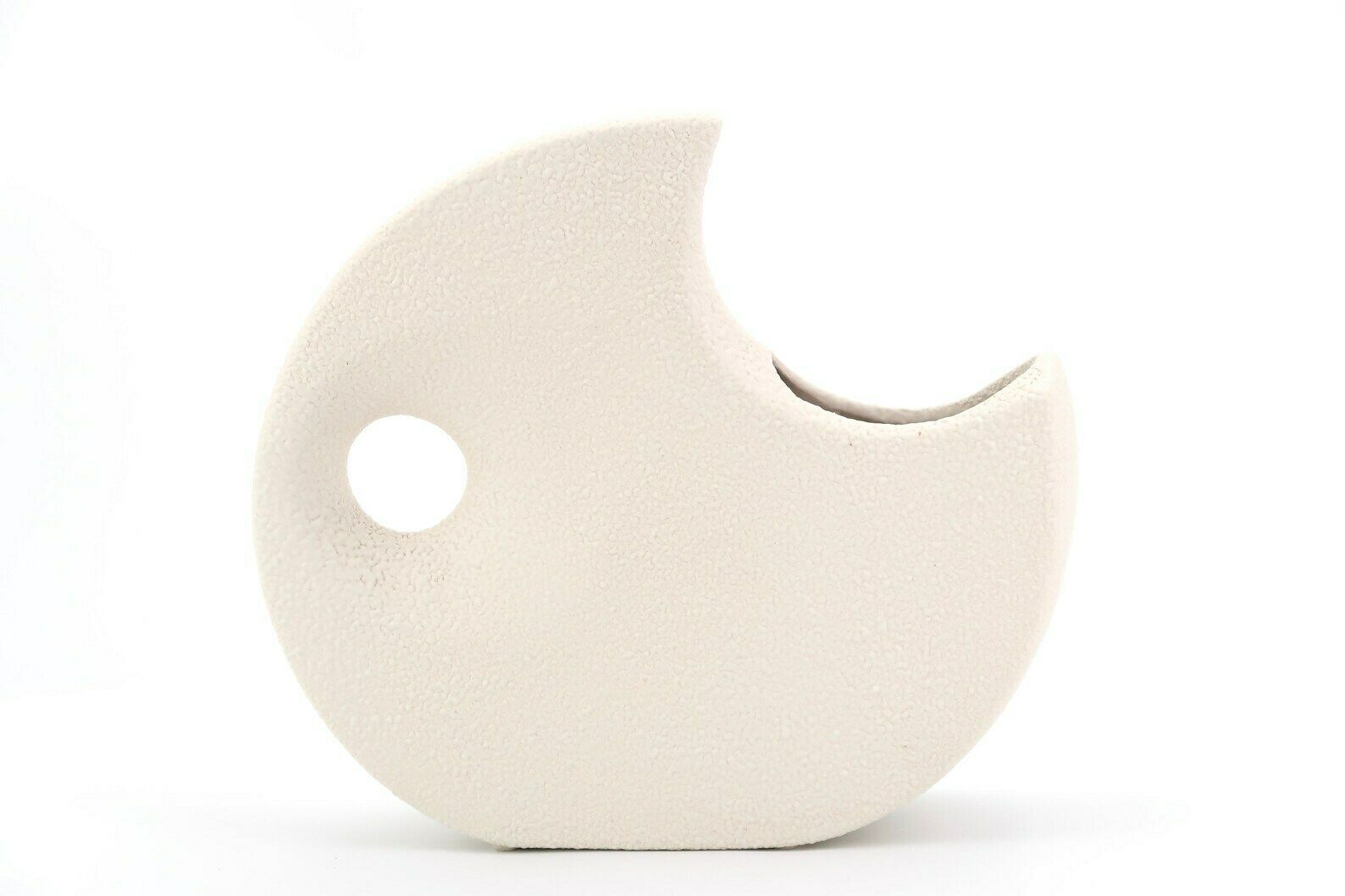 Sgrafo White Schiavon Ceramic Vase Peter Muller, 1960s / Modernist, Mid Century Modern, Free Form, Abstract, Hole photo Home Decor