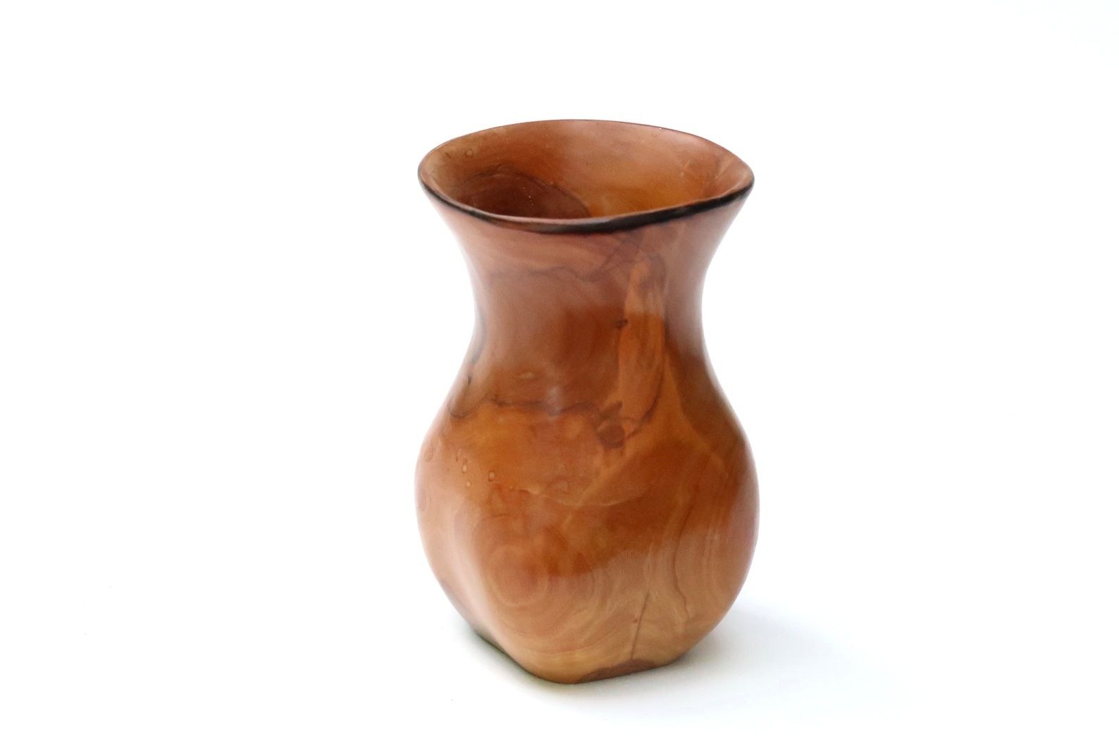 Asymmetrical Wood Vase, 1960s / Vintage, Boho Chic, Bohemian, Folk Art, Pot, Wooden, Alexandre Noll Style photo for sale