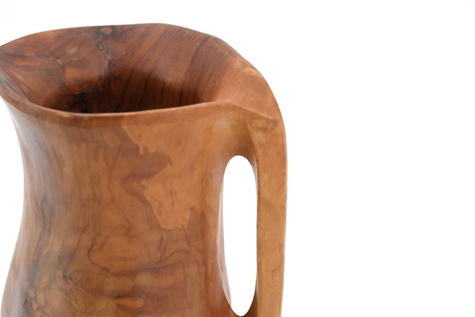 Spanish Wood Pitcher, 1960s / Vase, Boho Chic, Bohemian, Folk Art, Pot, Wooden photo vinterior