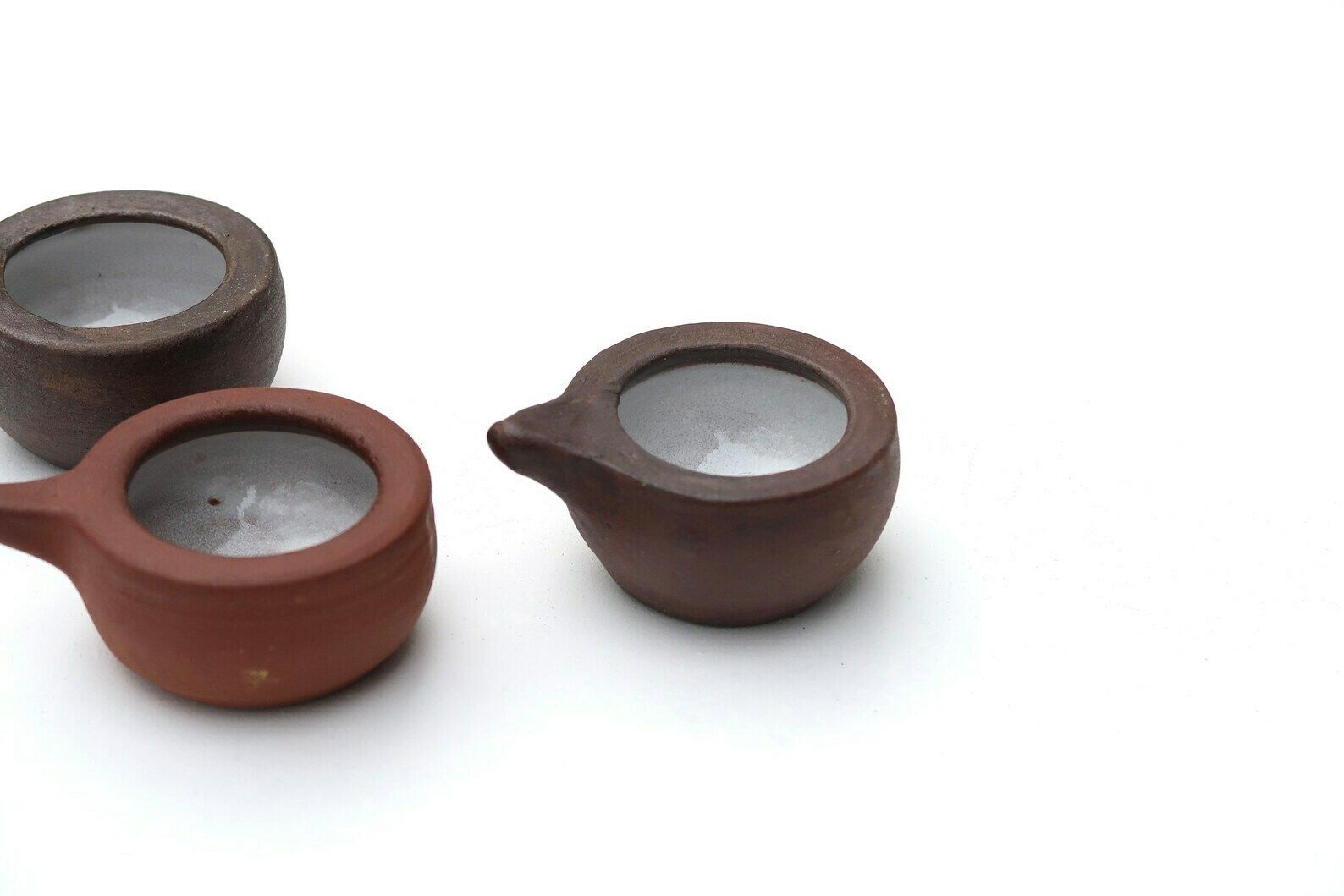 French Ceramic Egg Cups By Jeanne And Norbert Pierlot, Ratilly France, 1960s / Stoneware, Boho Chic, Country, Rustic, Wabi Sabi photo for sale