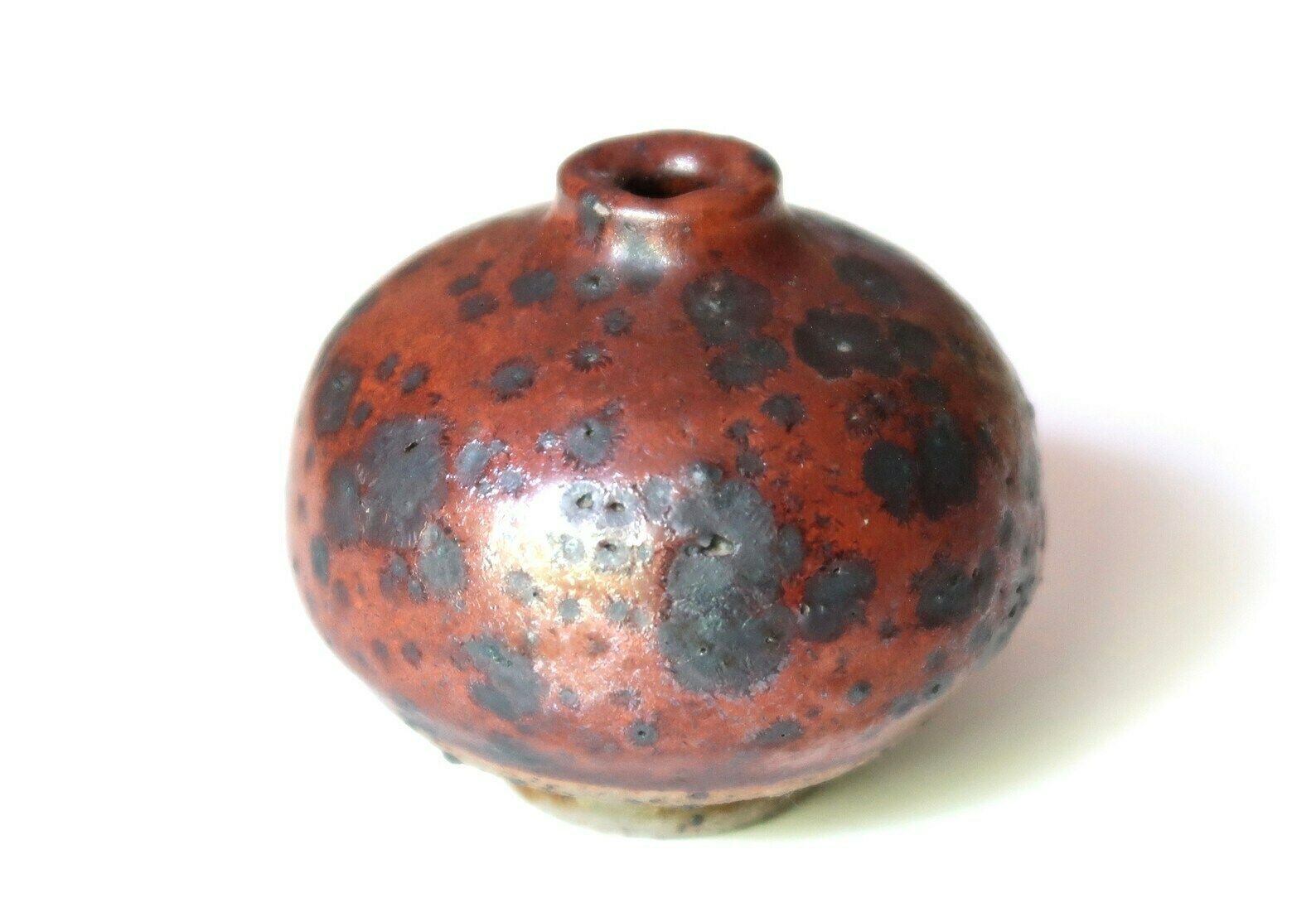 French Small Ceramic Vase, 1970s / Wabi Sabi, La Borne, Stoneware, Boho Chic, Bohemian, Rustic, Country, Ball, Minimalist