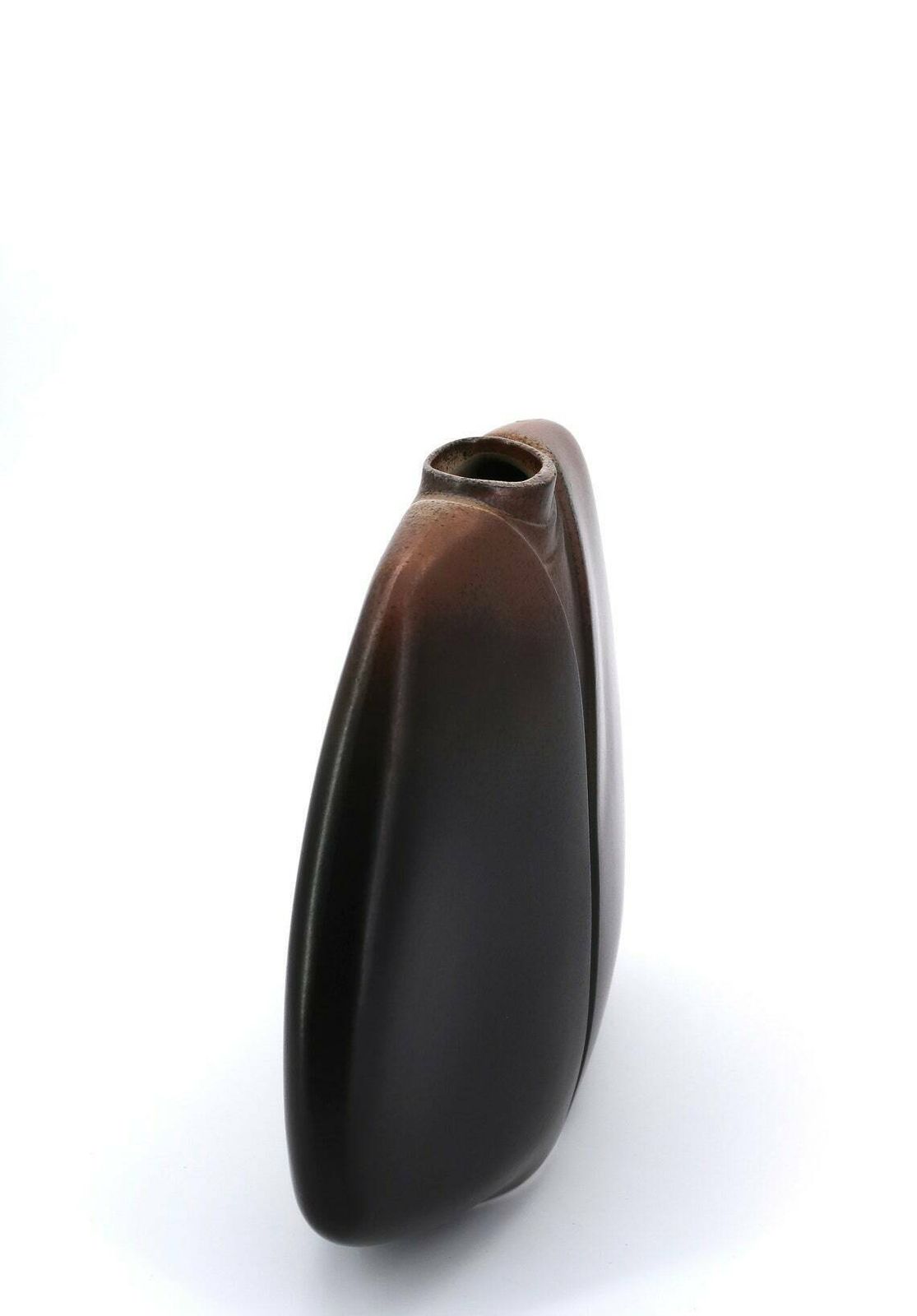 Grand vase en porcelaine noire et brune Virebent, design de Pierre Lebe, fabriqué en France, années 1970 photo vinterior