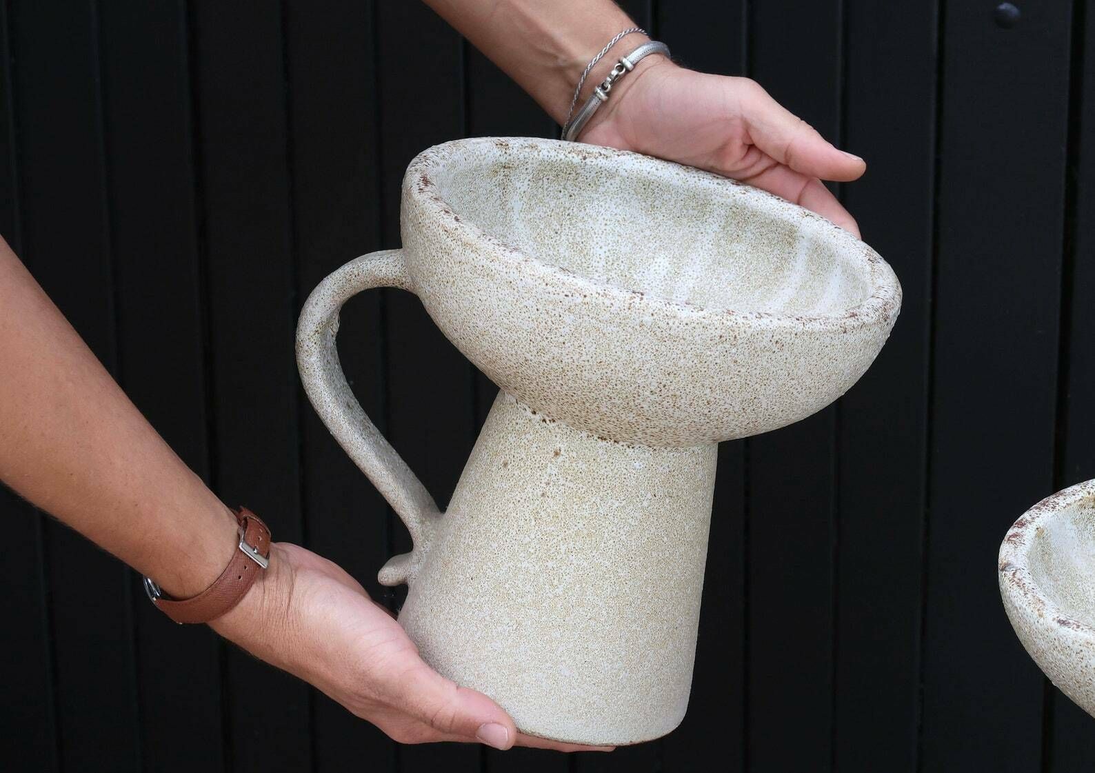 photo for sale Huge White Ceramic Candleholder By Accolay, 1960s / Minimalist, Pure, French Pottery