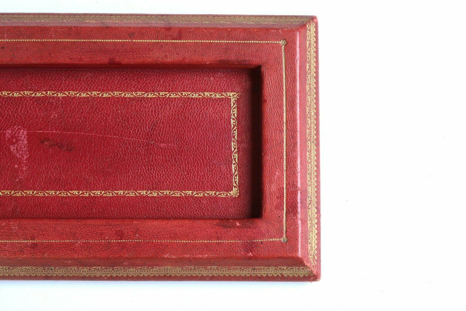 French Tray, Pen Holder, 1950s / Wood, Faux Leather, Desk Office, Ring Dish, Shabby Chic, Cottage, France photo Home Decor