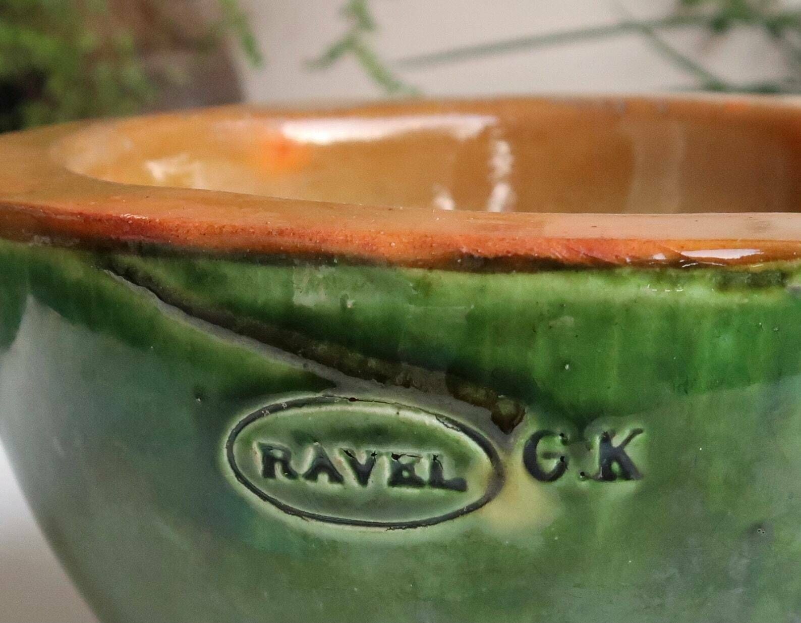 Franse Provençaalse Keramieken Vijzel, Ravel Pottery, Jaren 1950 / Keuken, Frankrijk, Groen photo for sale