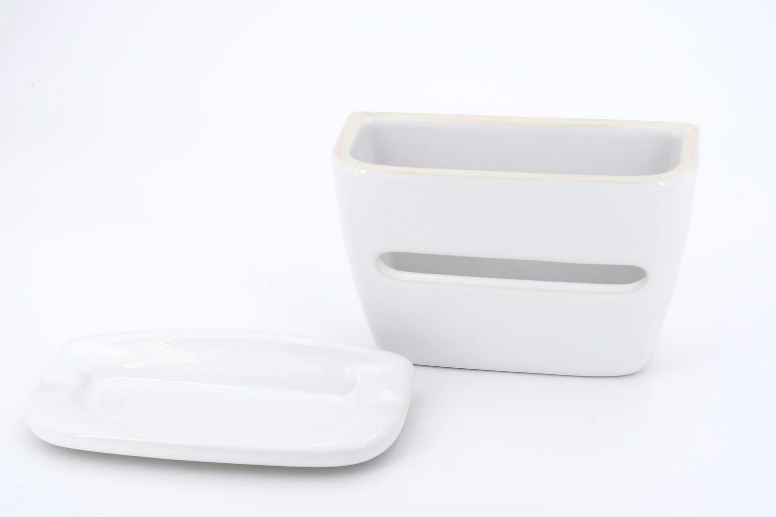 French White Porcelain Toilet Paper Dispenser, 1950s / Bathroom, White photo for sale