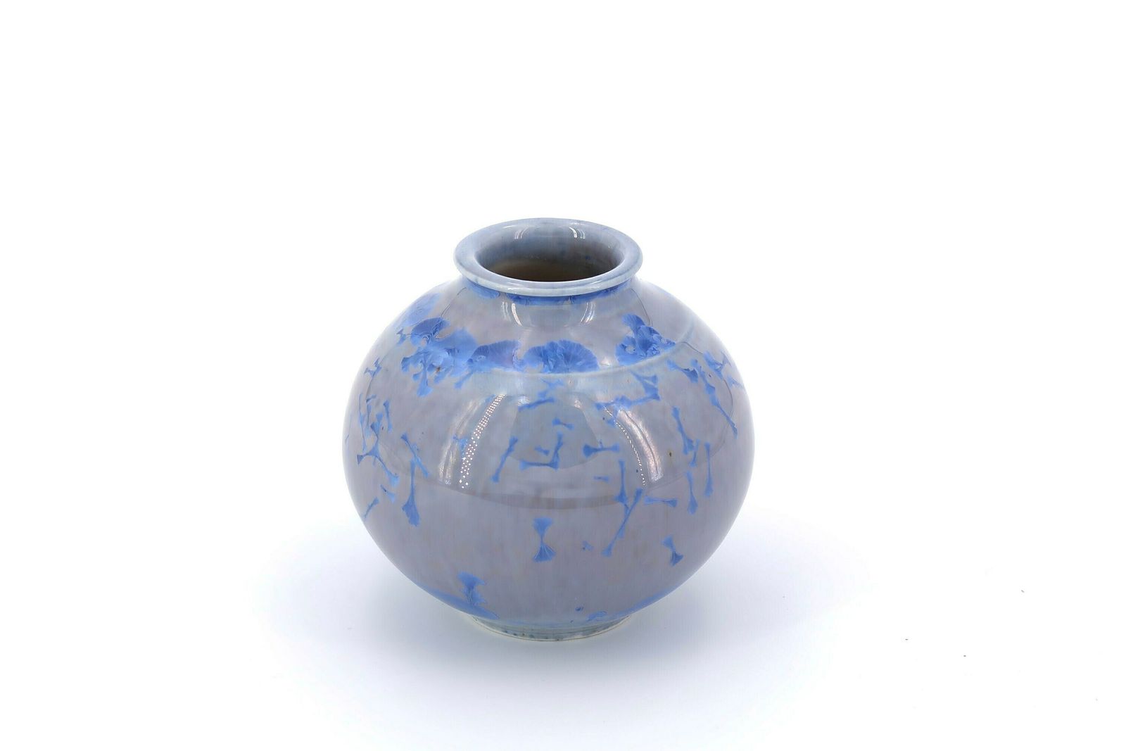 Blue Porcelain Vase With Crystallizations, 1970s / Art, Boho Chic, Folk, Pottery, Modern Modernist