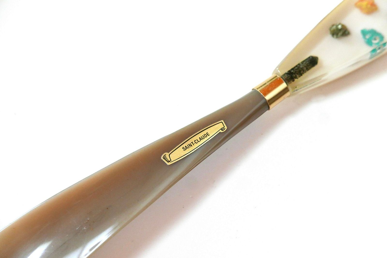 Bakelite And Resin Shoehorn, Mineral Inclusions, Saint Claude Guadeloupe, 1970s / Boho Chic, Bohemian, Folk photo for sale
