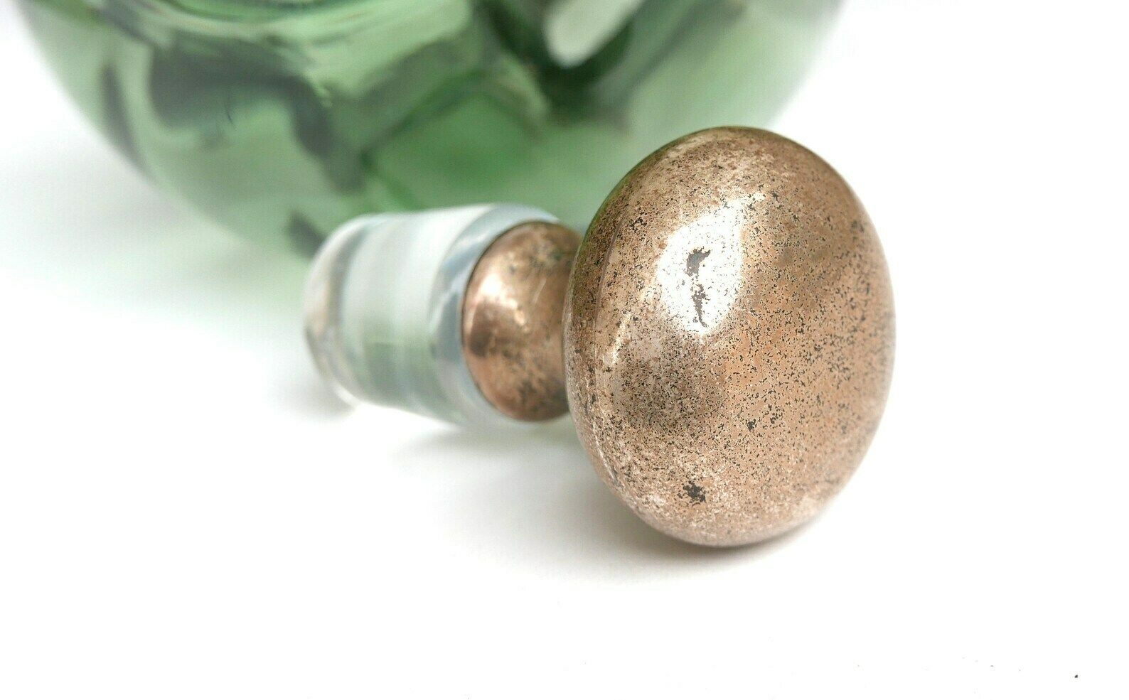 John Grinsell And Sons Green Glass Carafe, Birmingham / Silvered , England, English photo 192.0