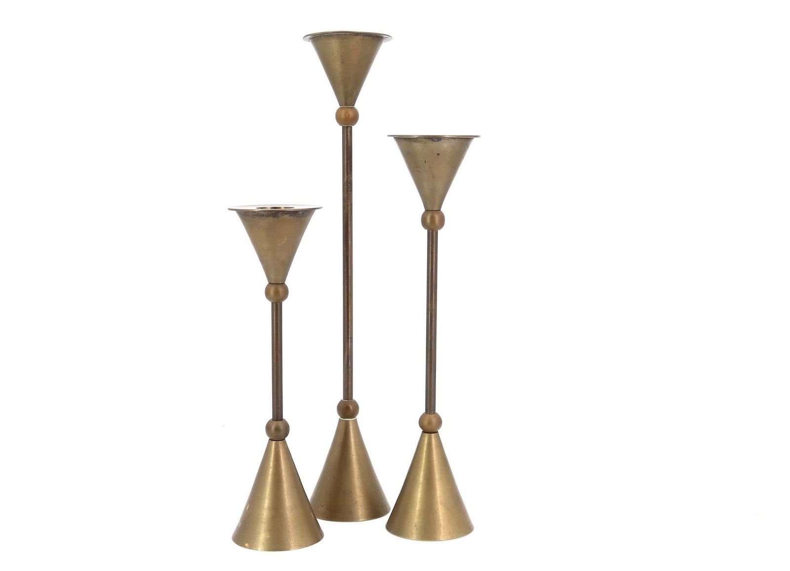 Franse Messing Kandelaars Van Christian De Beaumont, Jaren 1970 / Boho Chic, Folk, Design, Memphis Design