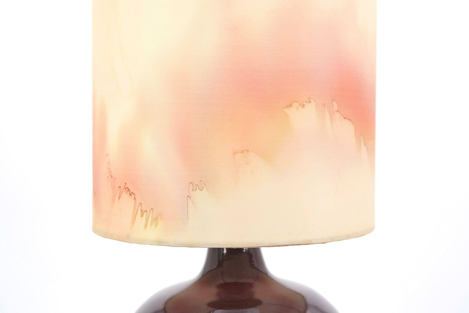 Lampe de table française en céramique violet foncé, abat-jour en soie, années 1970 / Boho Chic, Folk, Country photo buy