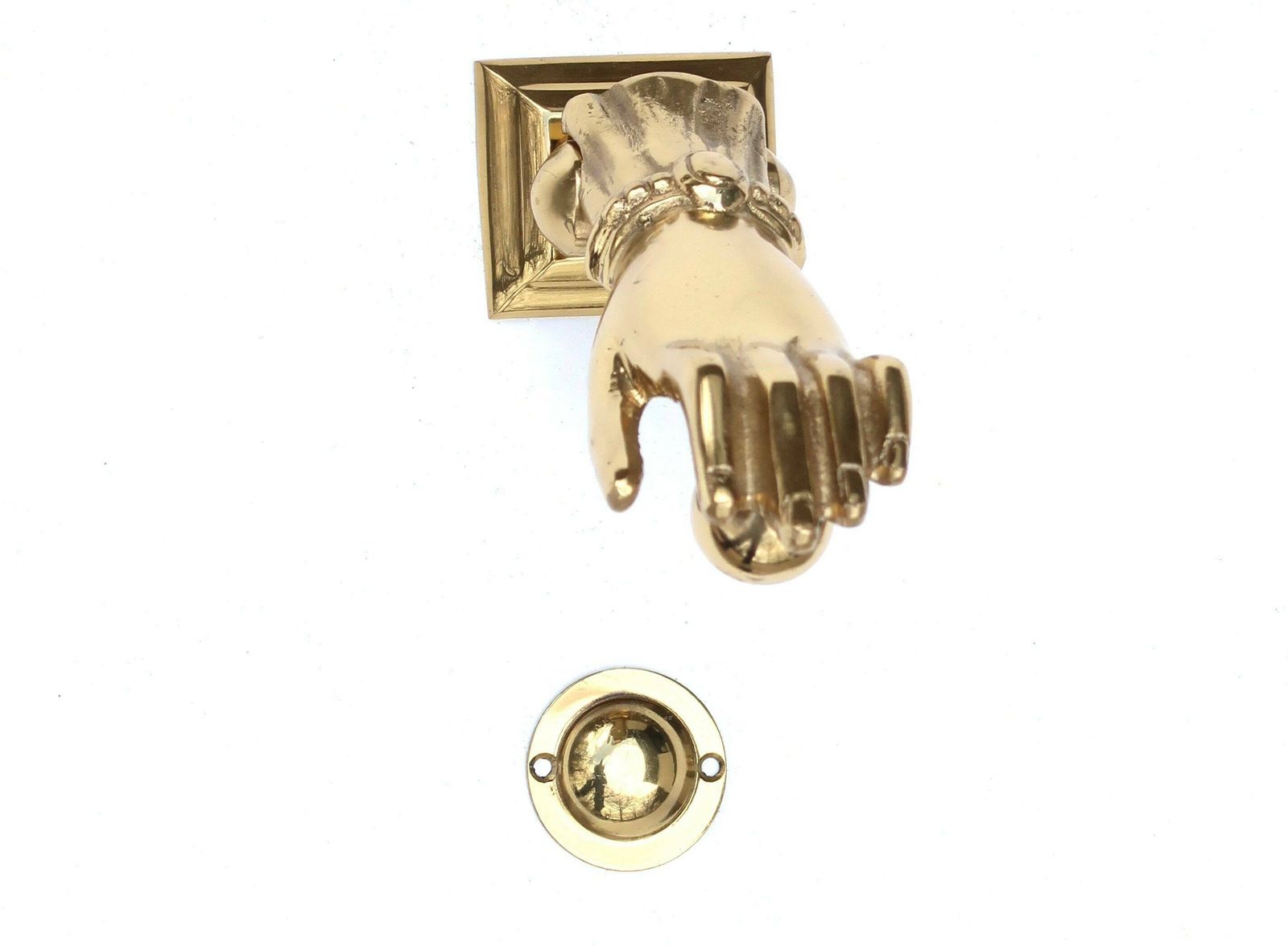 Heurtoir de porte en laiton en forme de main, années 1950 / Bouton de porte, poignée, porte-bonheur, Boho Chic, Folk, sculpture photo 234.0