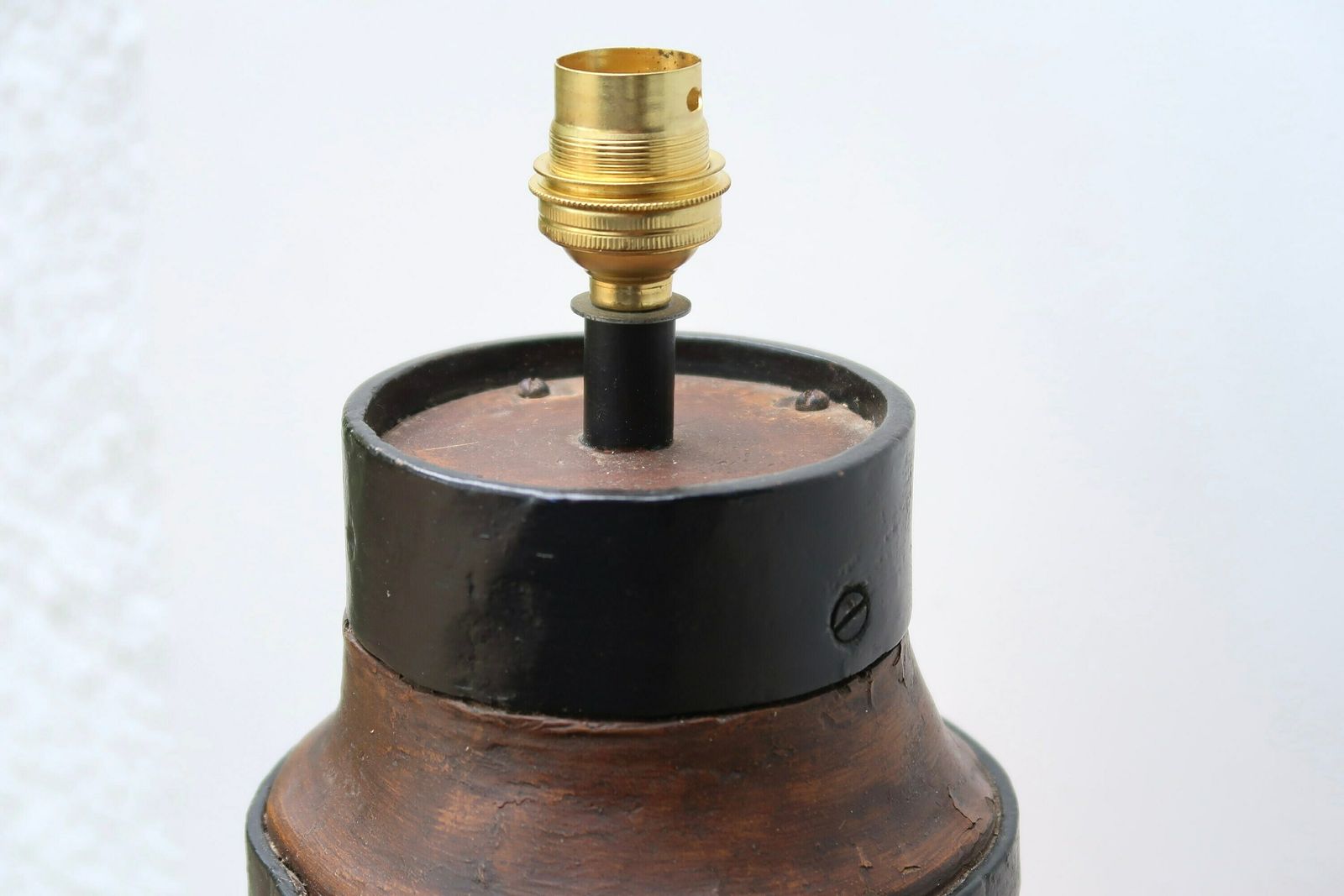 Lampe de table française en bois et fer, folk art, années 1970, rustique, farmhouse, trépied en bois, boho chic photo for sale
