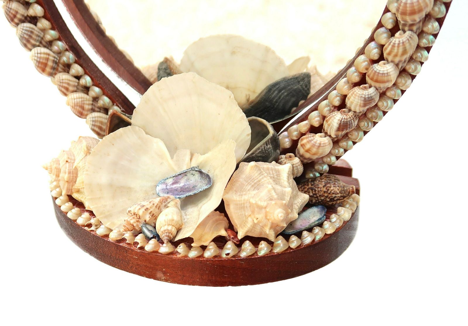French Mirror, Frame With Seashells, 1960s / Beach Decor, Boho Chic, Bohemian, Folk, Bathroom Mirror, Sea Ocean Nature Kitsch Sailor photo for sale