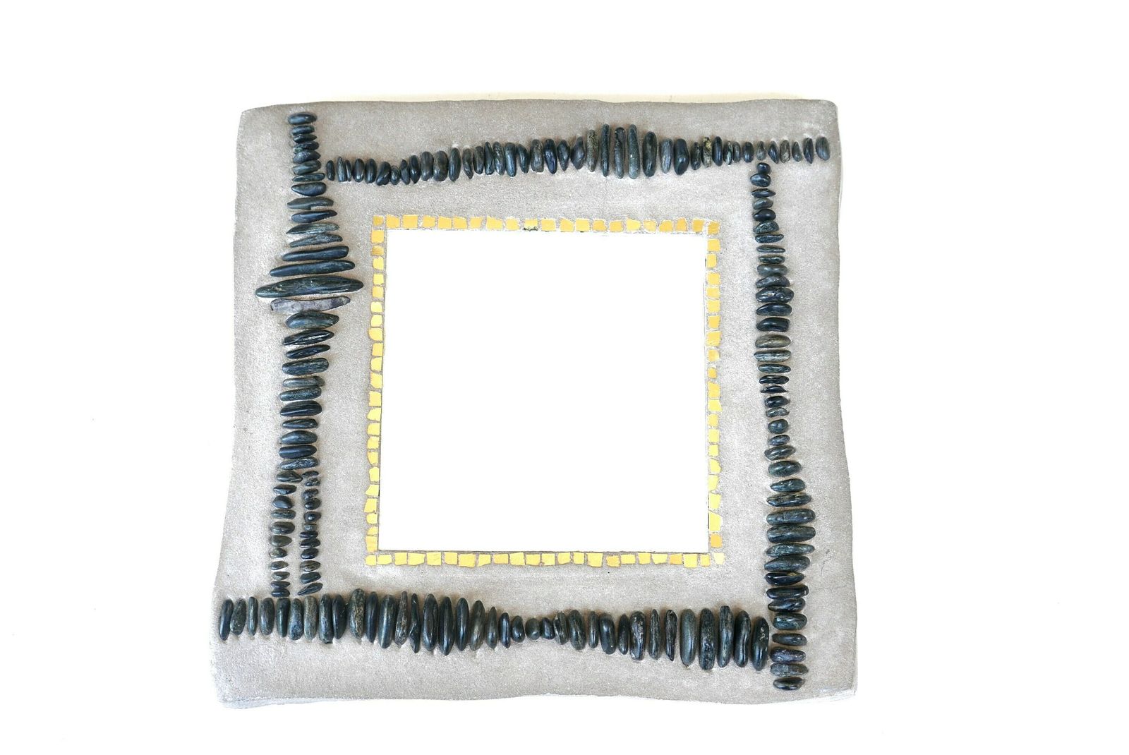Resin Mirror With Pebbles And Gold Mosaics By Pascale Beauchamps, Artist From French Brittany / Bathroom, Boho Chic, Art photo furniture