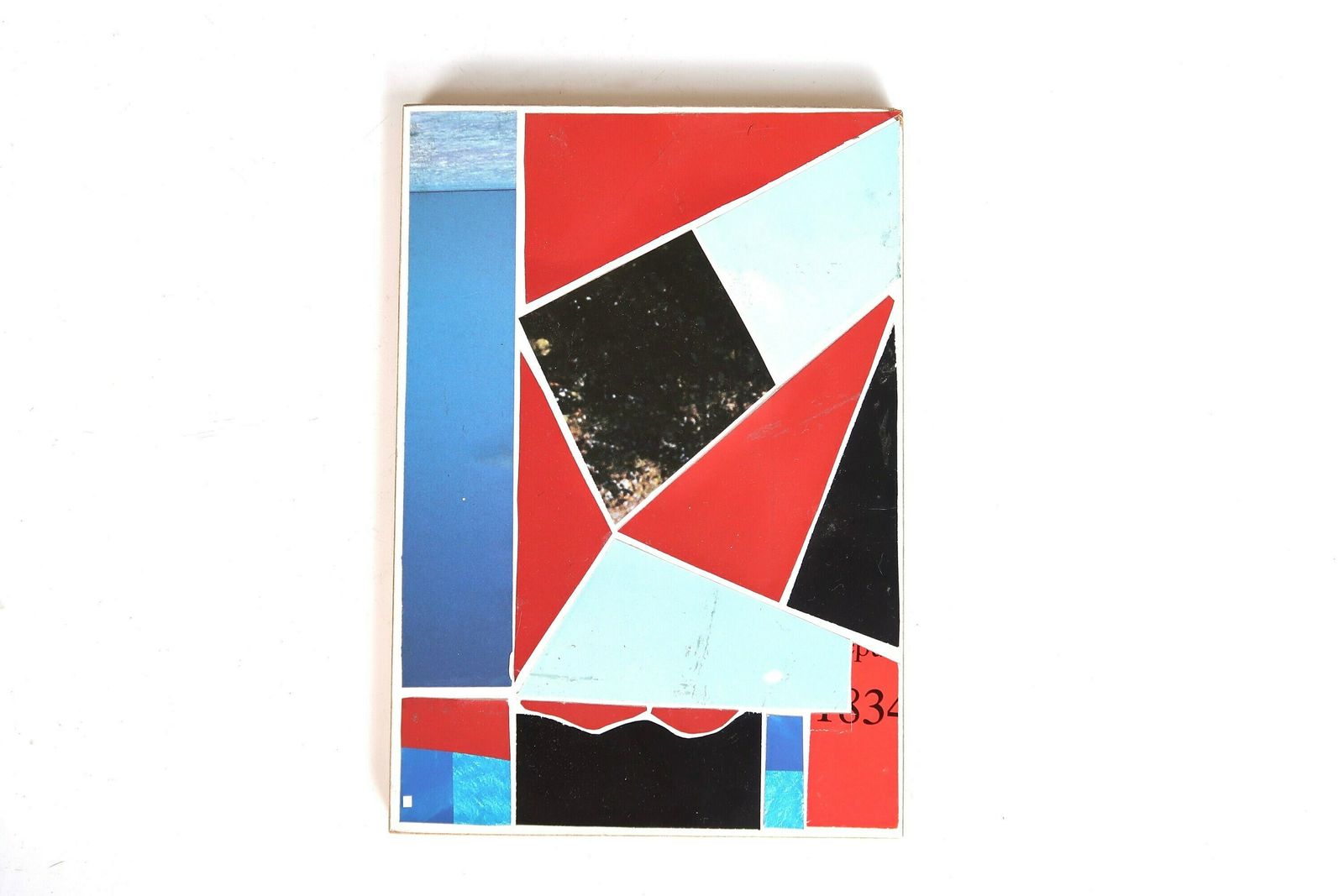 French Original Collage, 1990s / Art, Nineties, Vintage, Black Red Blue, Geometry Geometrical