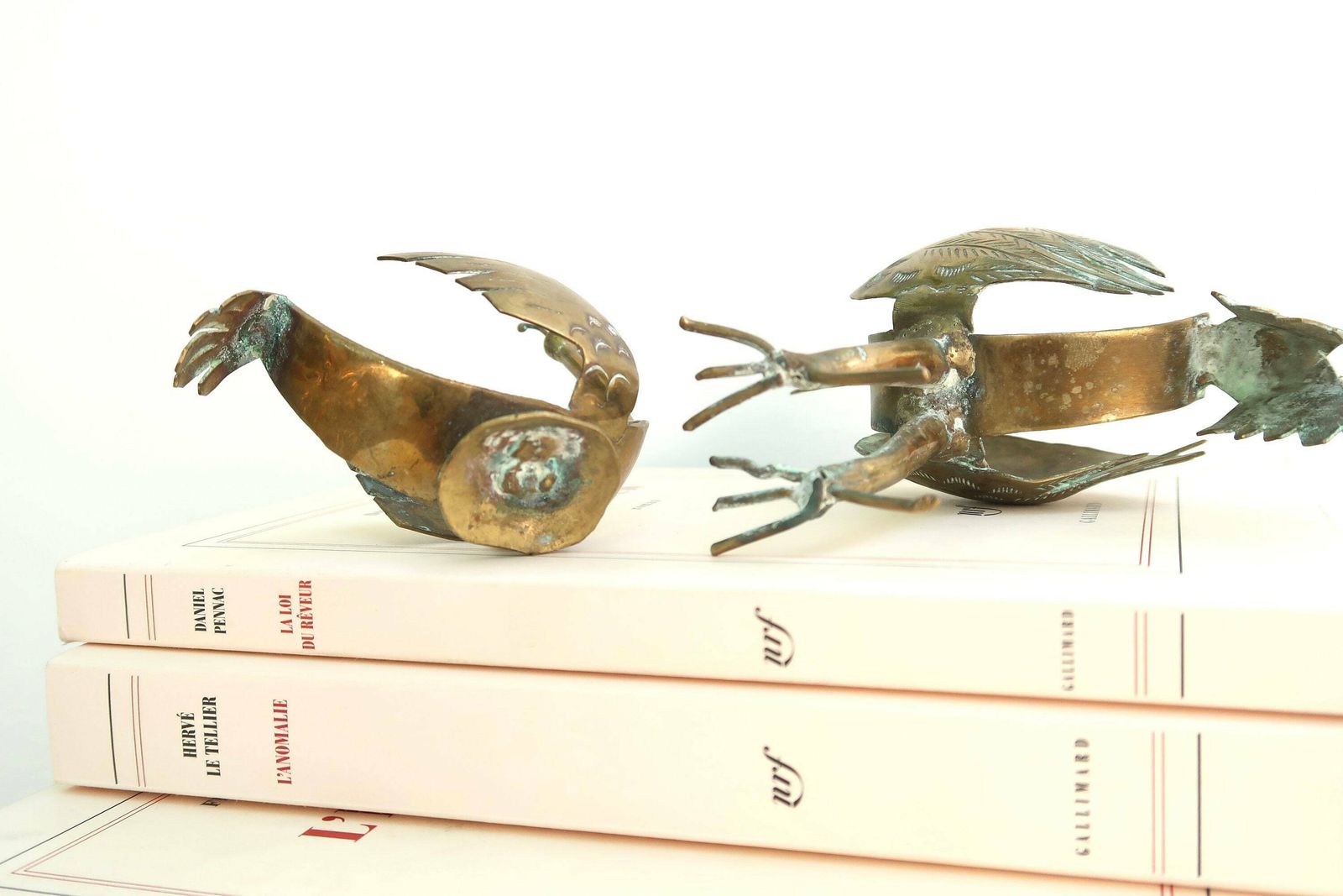 Pair Of Brass Birds, Stone Egg Displays, 1970s / Stand, Statue, Sculpture, Boho Chic, Folk, Bohemian photo vinterior