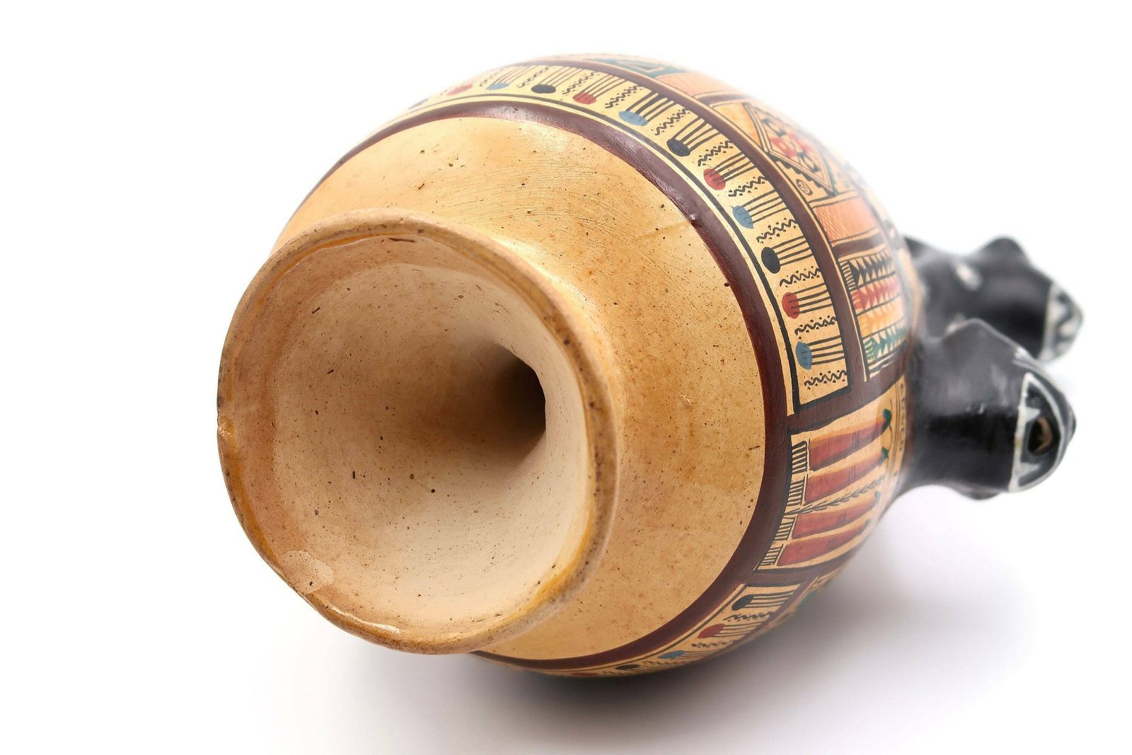 Peruvian Terracotta Jar, Pottery From Cusco, Peru, 1980s / Pitcher, Vase, Hand Painted, Felines Handles, Boho Chic, Bohemian photo buy
