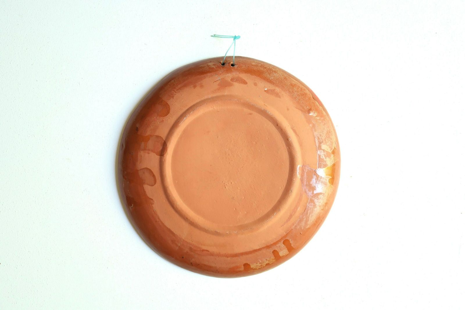 Mexican Colorful Terracotta Wall Plate, 1970s / Ceramic, Mexico, Orange, South America photo for sale