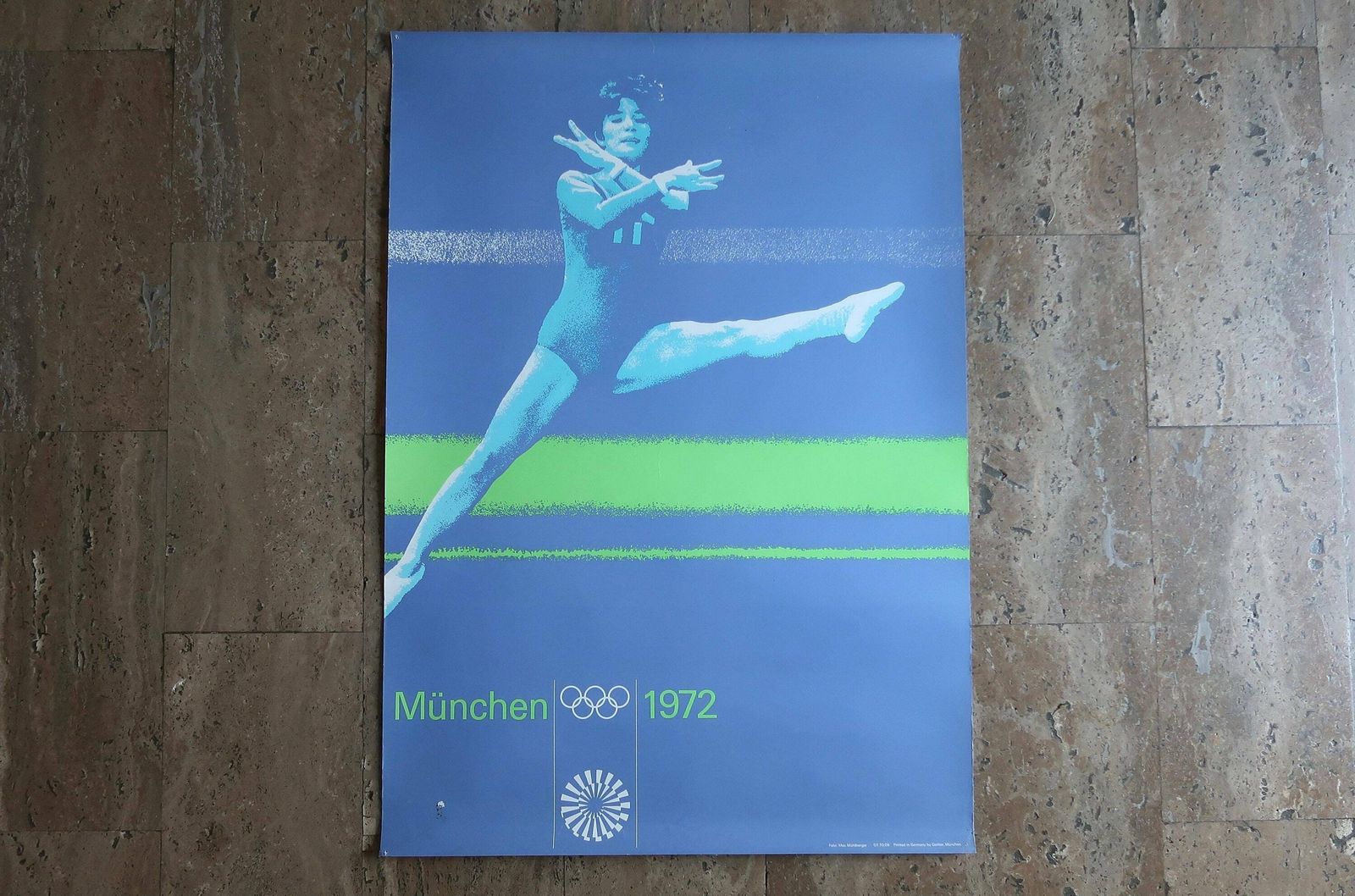 Poster : Munich Olympics, 1972 / Gymnastic, Sport, Max Muhlberger, Blue Green
