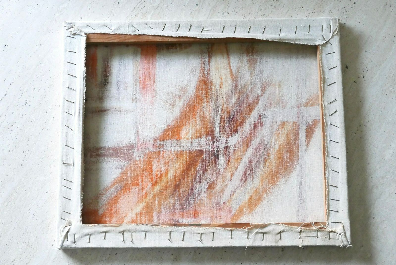 Frans Abstract Schilderij, Jaren 1960 / Oranje, Bruin, Vintage, Abstractie photo Kunst