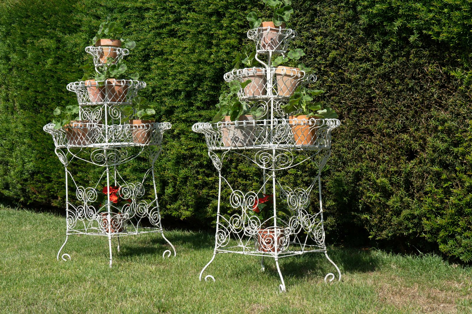 A Pair Of Victorian Wirework Garden Planters photo vintage