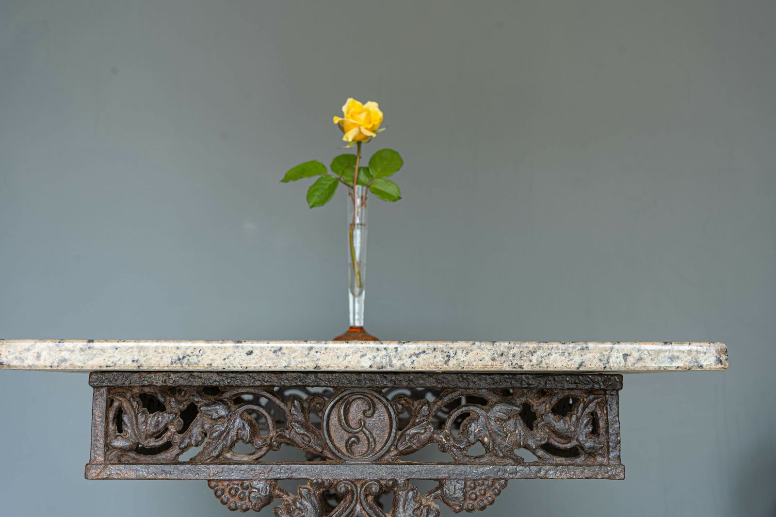 Antique Marble Topped French Iron Table photo furniture