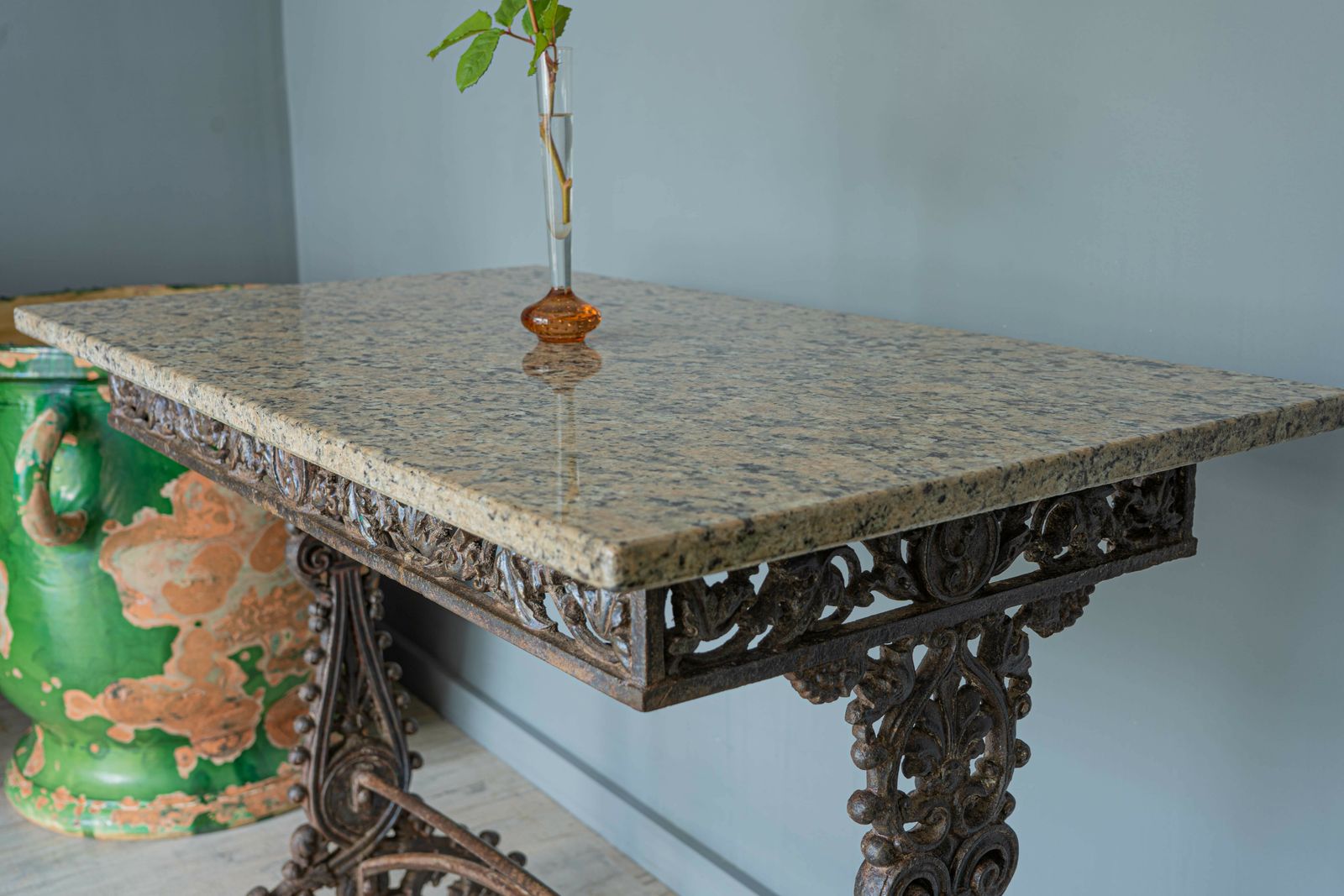Antique Marble Topped French Iron Table photo Furniture