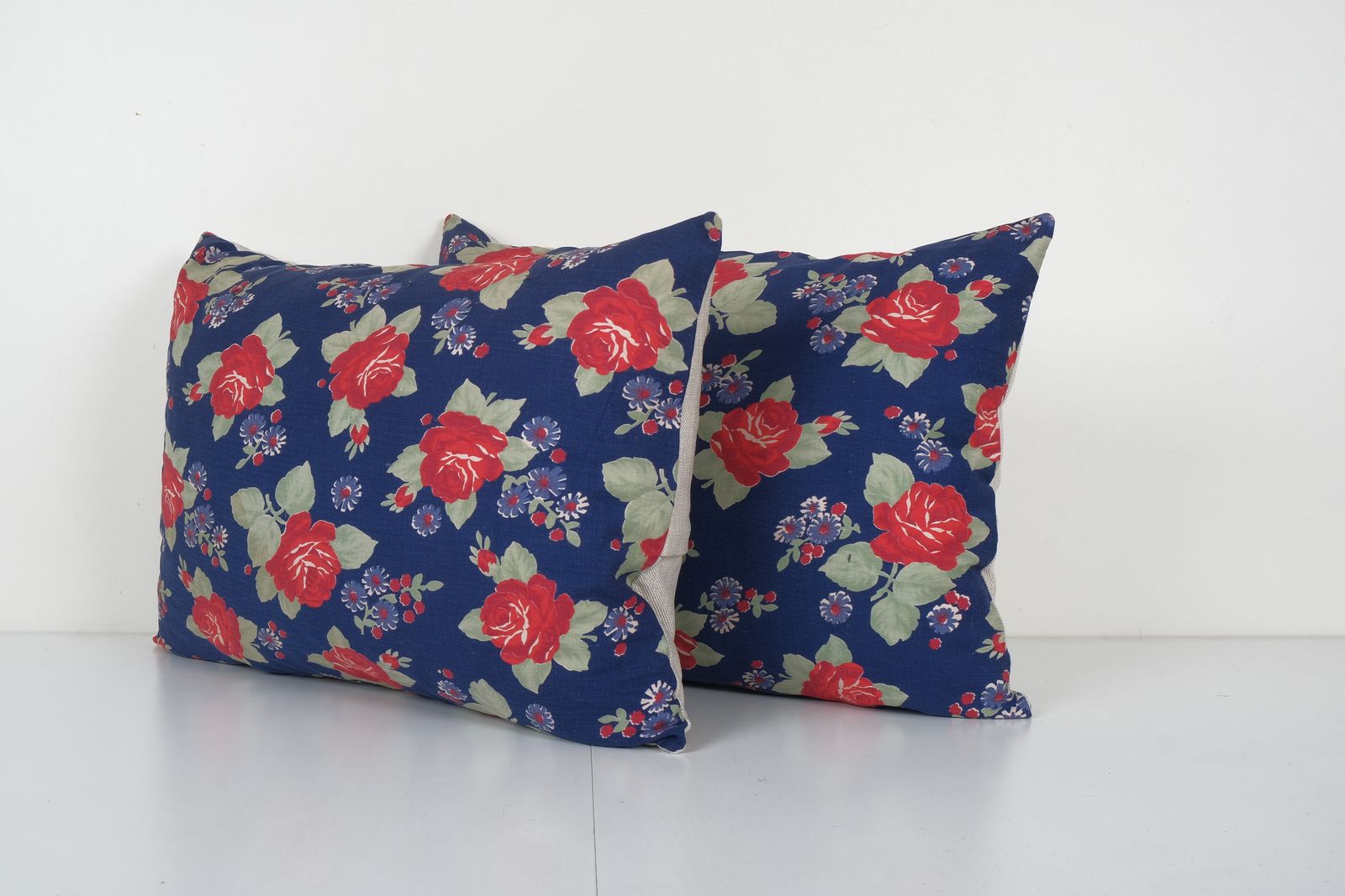 Uzbek Roller Printed Cotton Fabric Panel, Mid 20th Century Tribal Pillow Cover 16'' X 24'' photo for sale