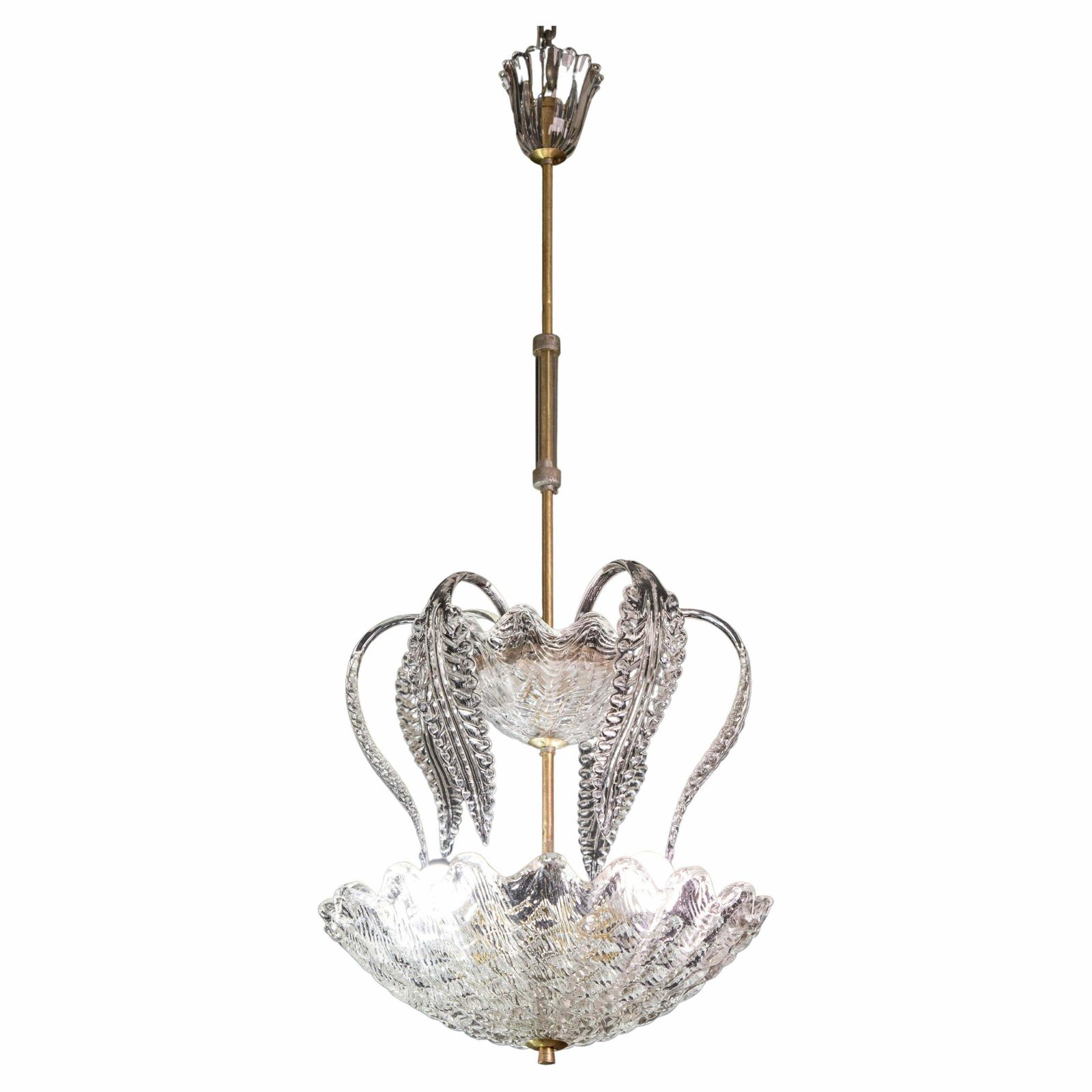 Elegant Barovier & Toso "Fountain" Chandelier, Murano Glass, 1940 photo furniture