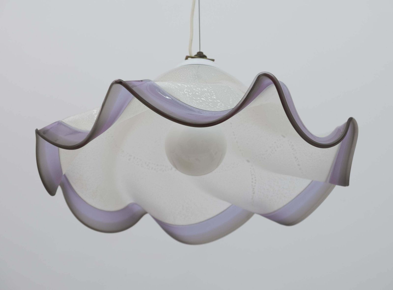 Mid Century Modern Italian Murano Silver Leaf Glass Pendant Lamp, 1970s photo buy