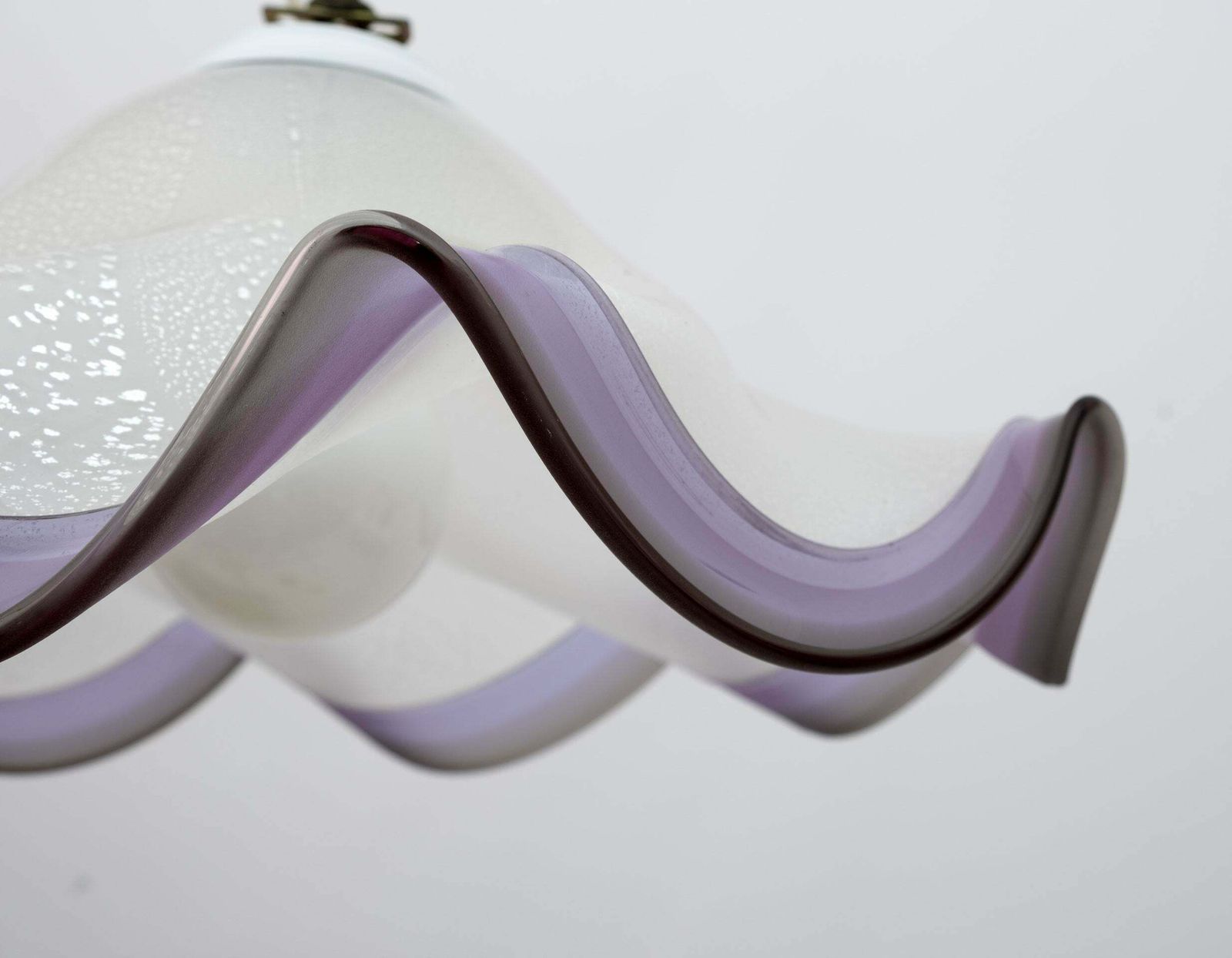 photo for sale Mid Century Modern Italian Murano Silver Leaf Glass Pendant Lamp, 1970s