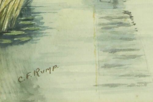 Watercolour By Charles Frederick Rump. Wherry On The Broads photo for sale
