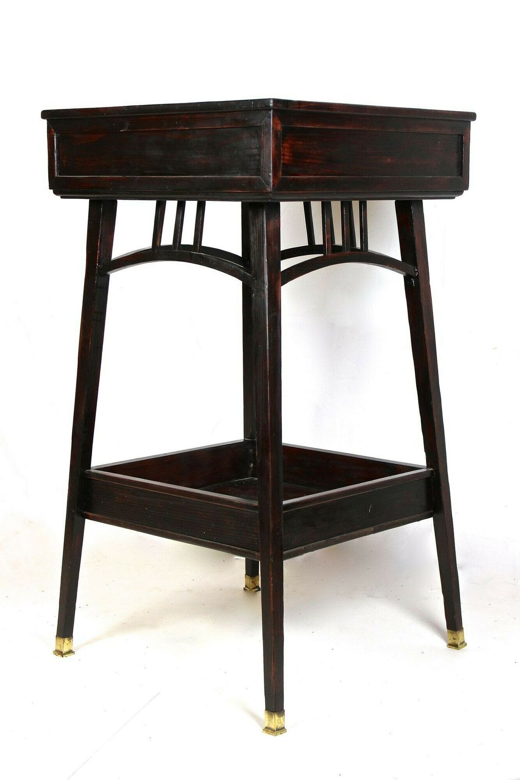 20th Century Art Nouveau Beechwood Pedestal/ Flower Tub, Mahogany, Ca. 1905 photo vintage