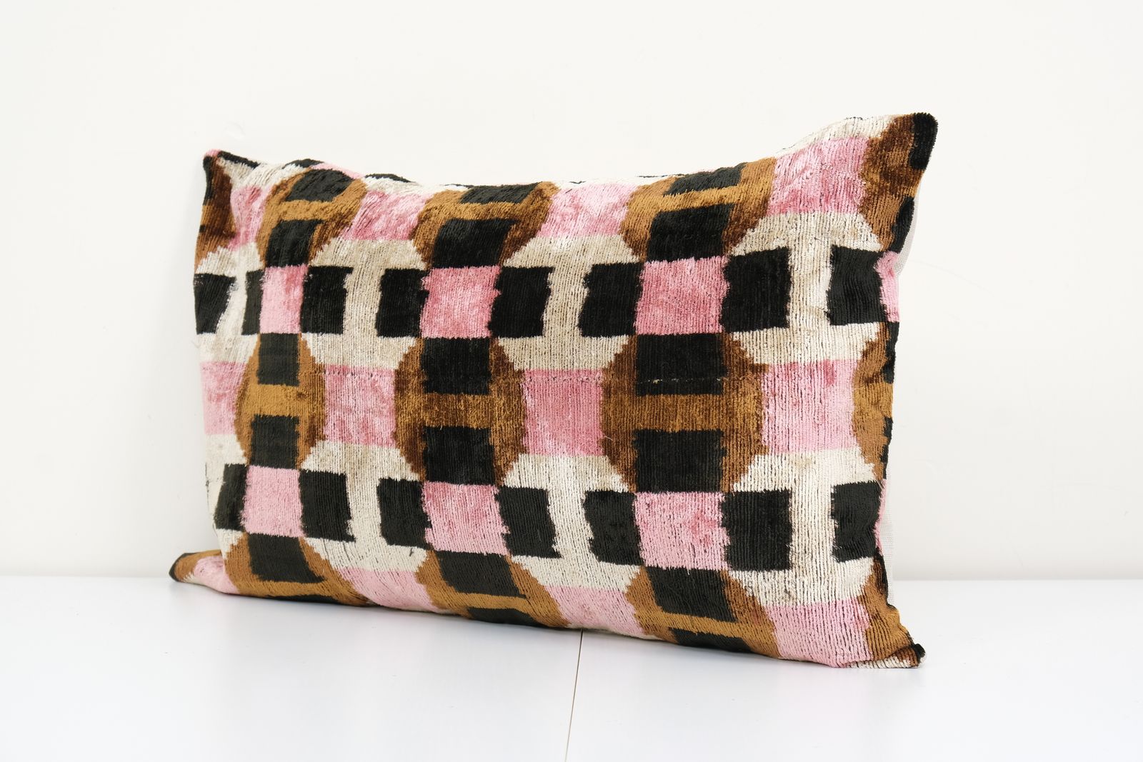 16" X 22" Ikat Pillow, Silk Velvet Pillow Cover, Pink Ikat Pillow  Geometric Ikat Velvet Pillow Cover photo furniture