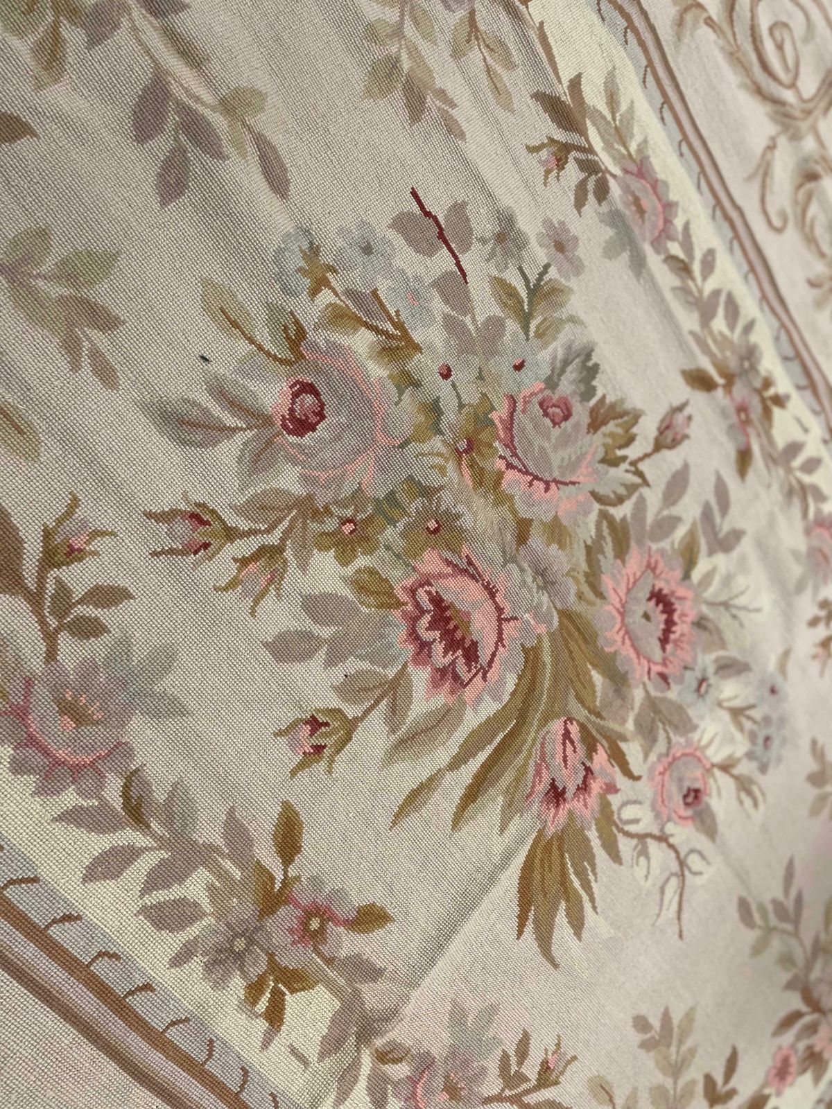 Traditional Carpet Aubusson Area Rug Blue Handwoven Wool Needlepoint photo vinterior