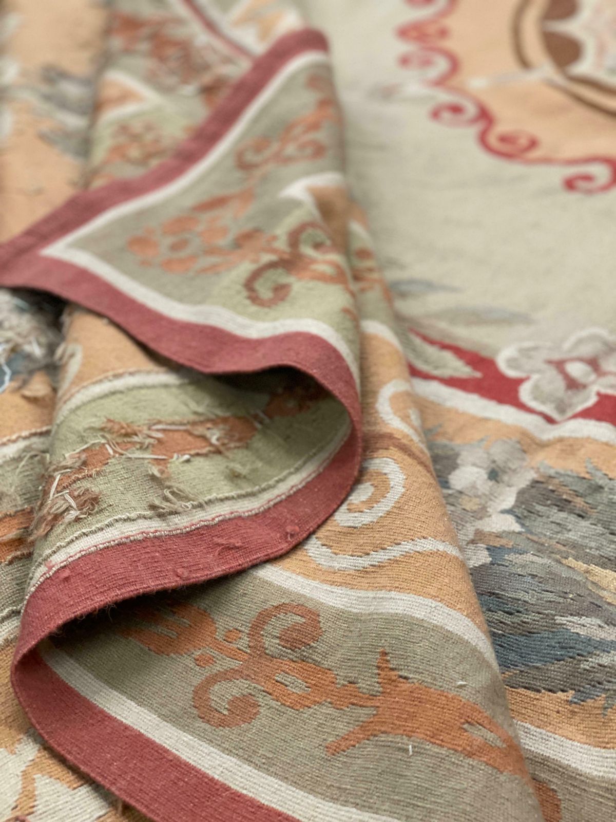 Gold Aubusson Rug Exclusive Area Rug Handwoven Wool Needlepoint For Home Decor photo 3800.0