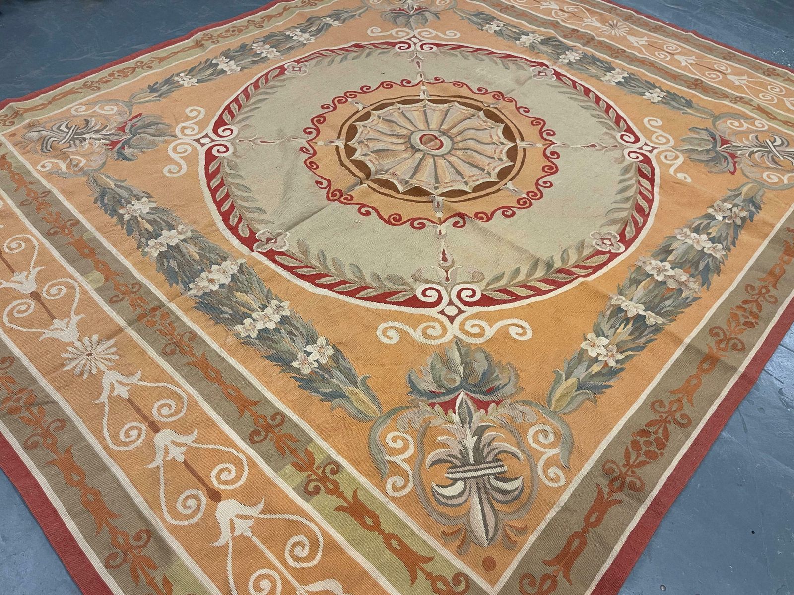 Gold Aubusson Rug Exclusive Area Rug Handwoven Wool Needlepoint For Home Decor photo buy